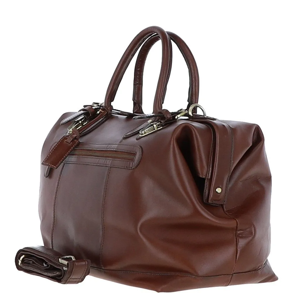 Leather Weekend Holdall Brandy : DR BAG