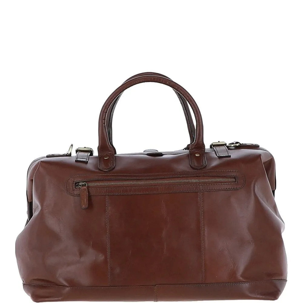 Leather Weekend Holdall Brandy : DR BAG