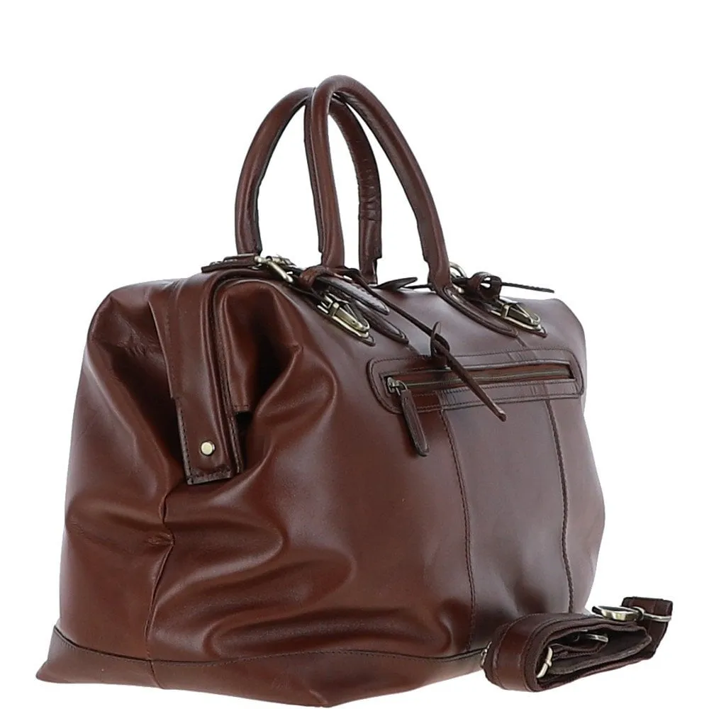 Leather Weekend Holdall Brandy : DR BAG