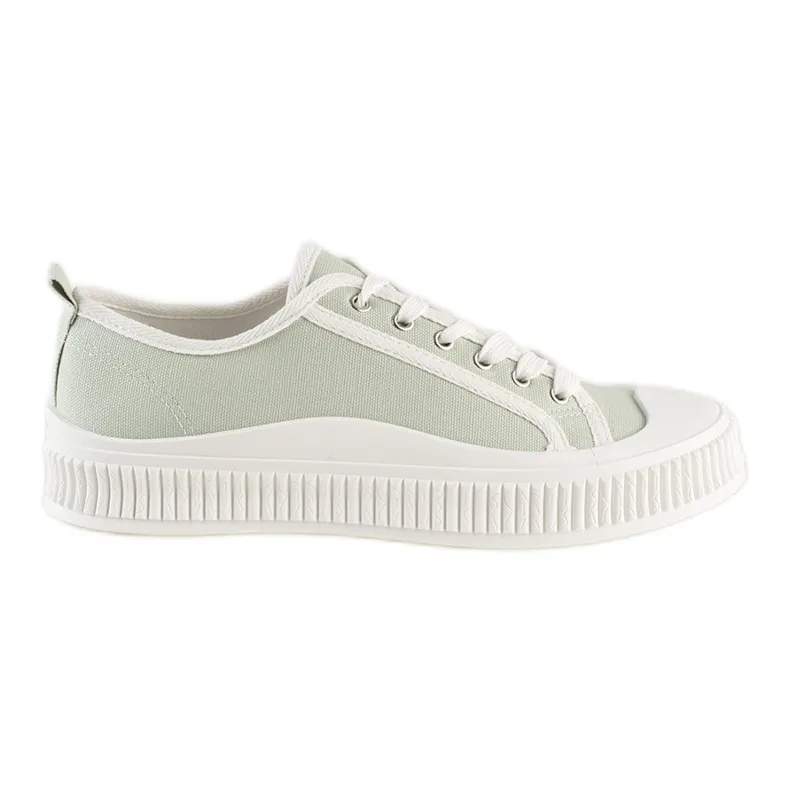 Light green women's platform sneakers