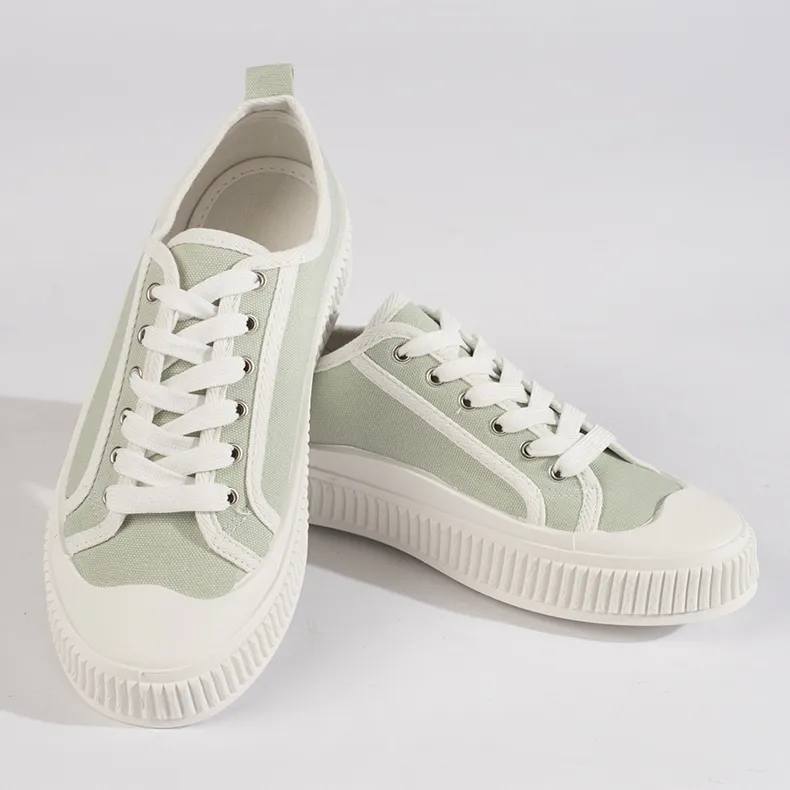 Light green women's platform sneakers