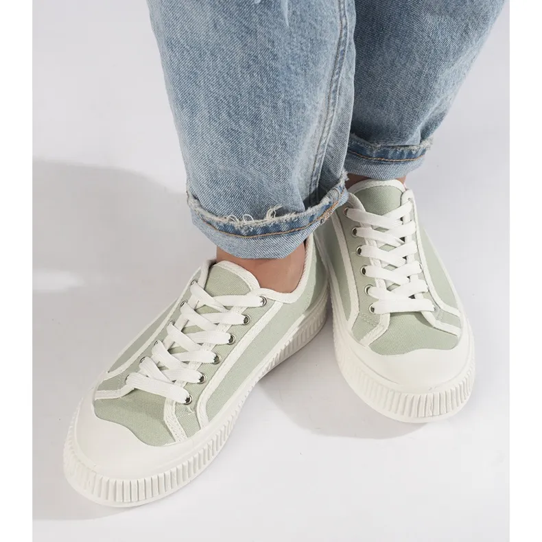 Light green women's platform sneakers