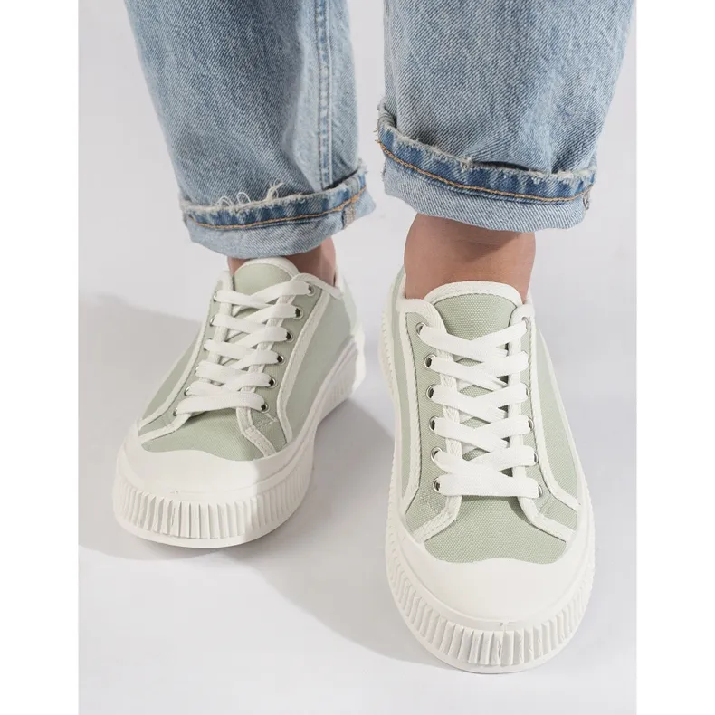 Light green women's platform sneakers