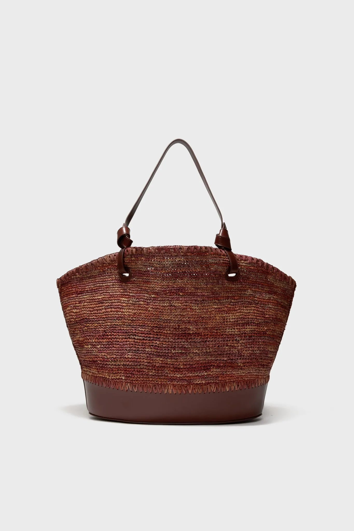 Mahogany Squillo Raffia Tote