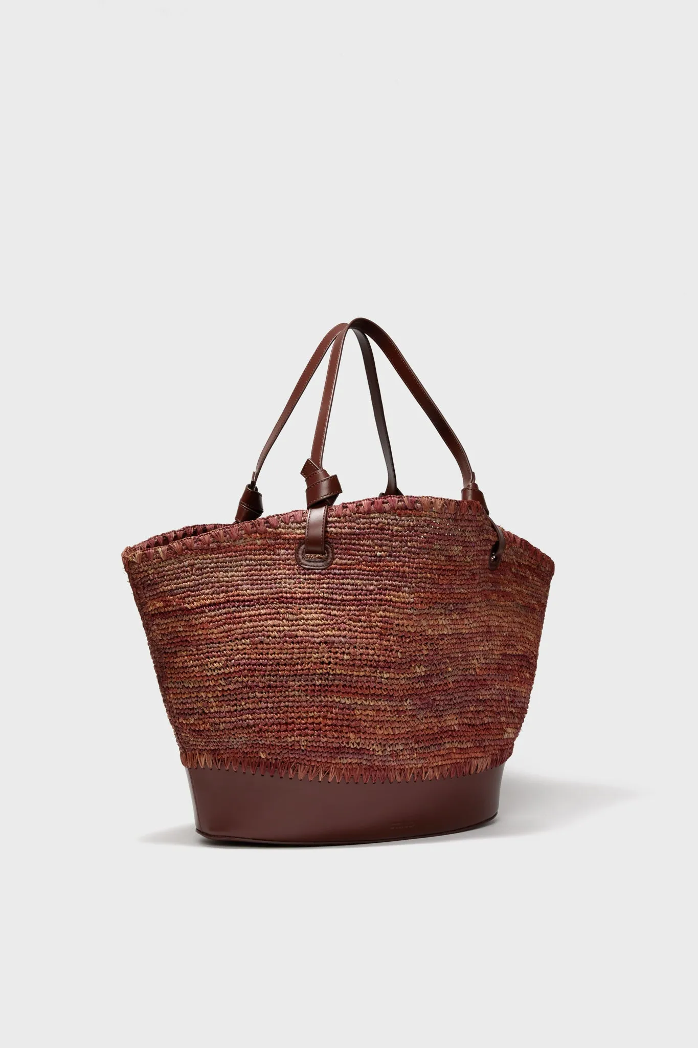 Mahogany Squillo Raffia Tote