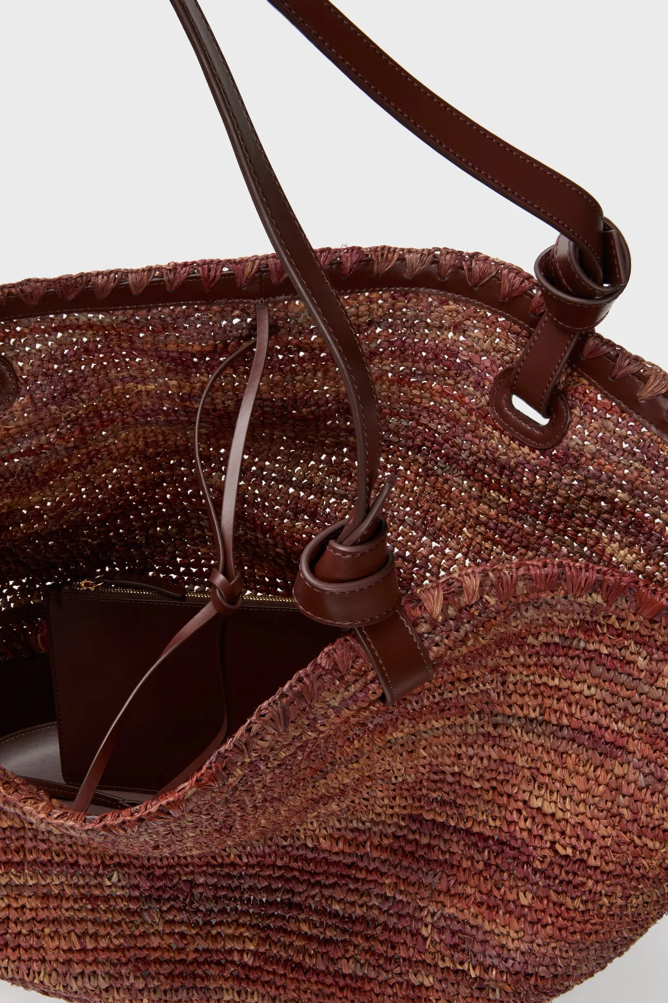 Mahogany Squillo Raffia Tote