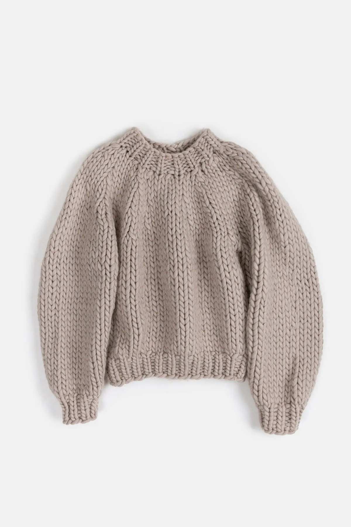 Merino Wool Crewneck Balloon Pullover - Dove