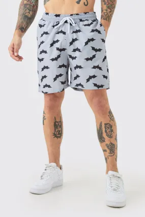 Mid Length Batman Swim Short | boohooMAN UK