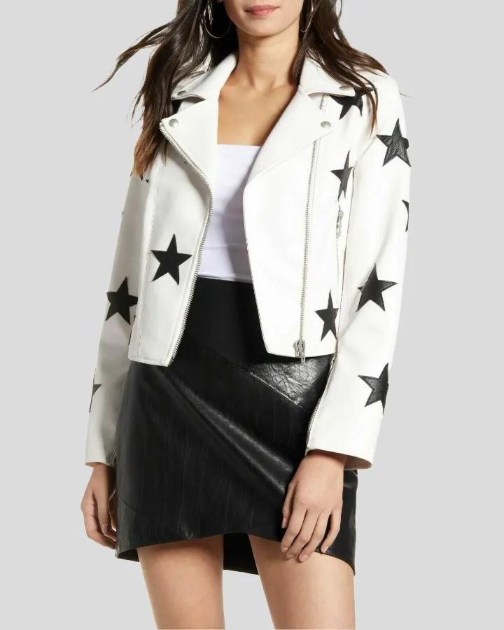 Midnight Allure Leather Star-Embellished Jacket