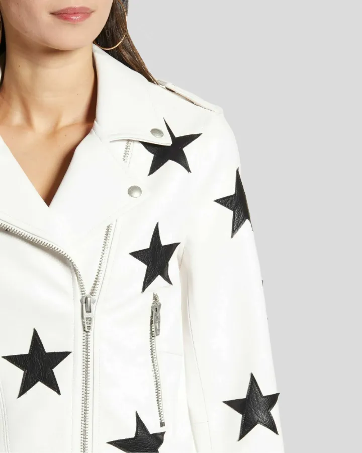 Midnight Allure Leather Star-Embellished Jacket