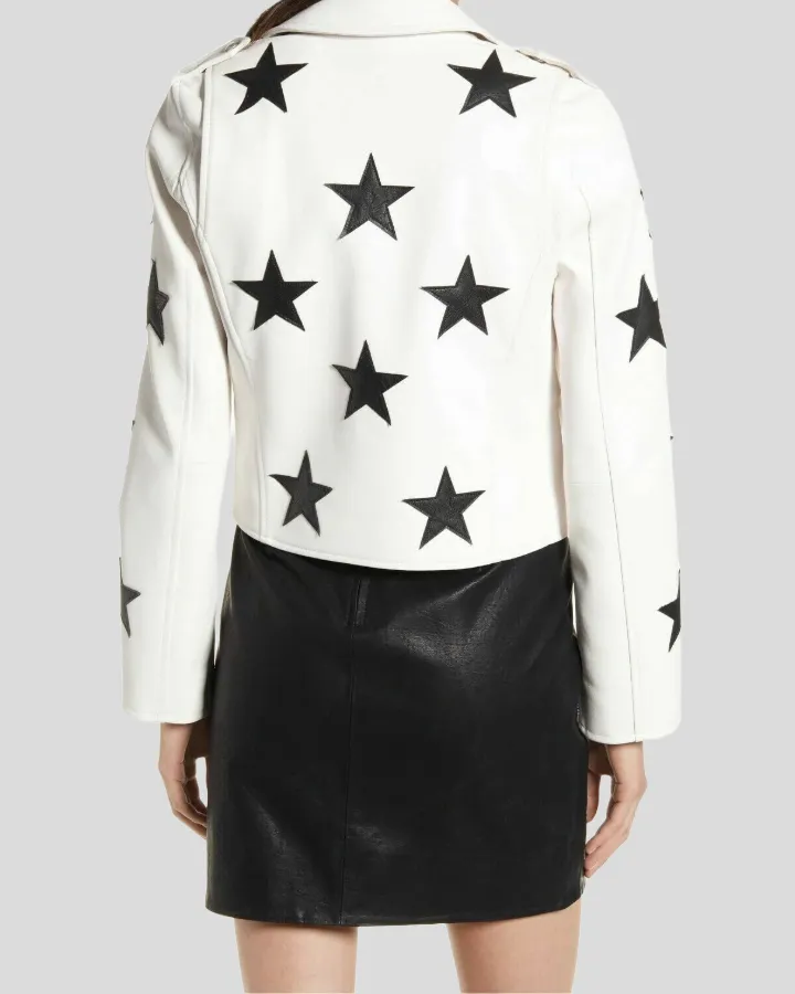 Midnight Allure Leather Star-Embellished Jacket