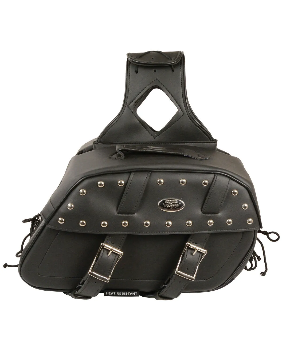 Milwaukee Leather Zip-Off Studded Throw Over Rounded Saddle Bag