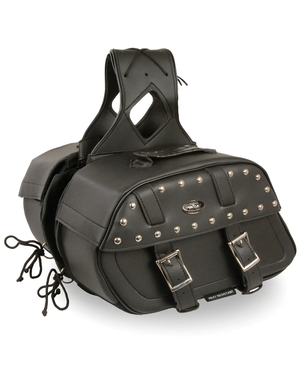 Milwaukee Leather Zip-Off Studded Throw Over Rounded Saddle Bag