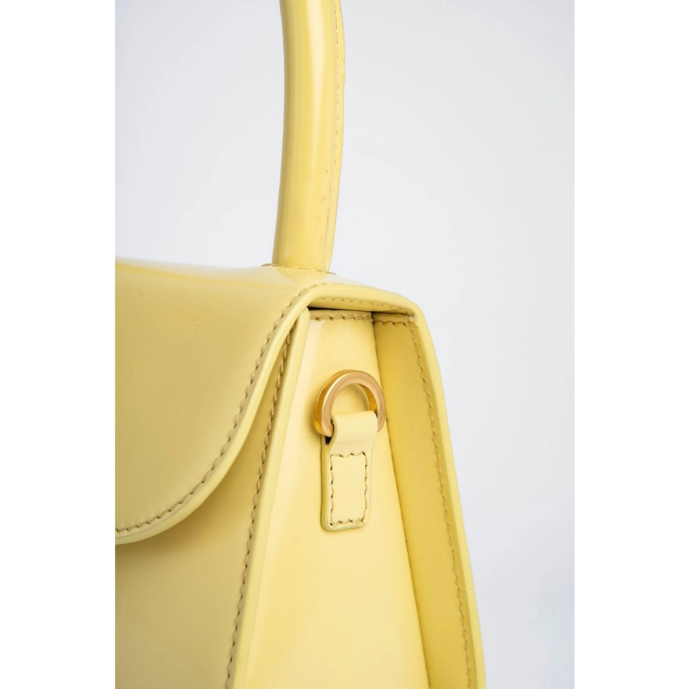 --Mini cornsilk semi patent leather bag-