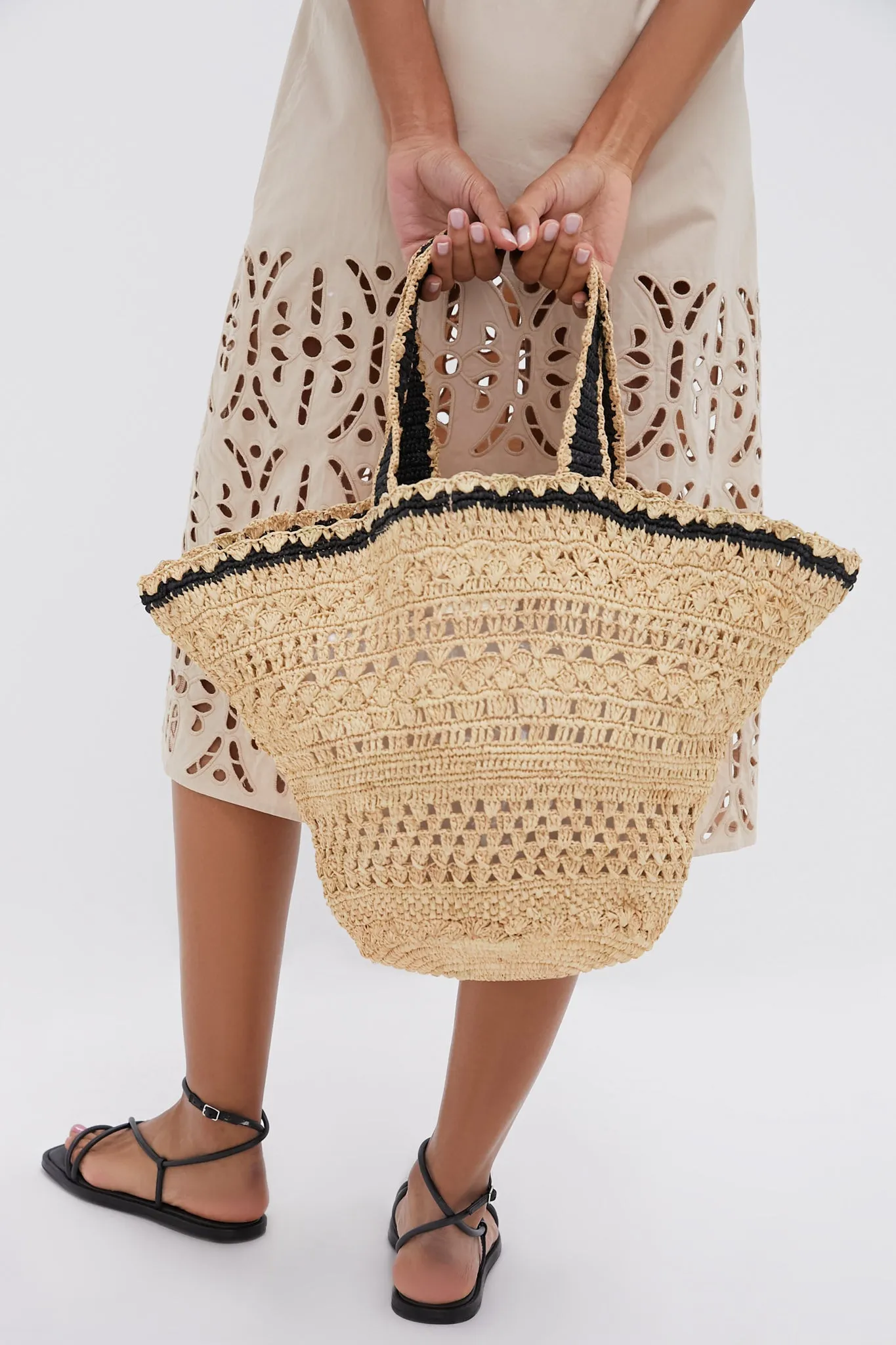 Natural and Black Mikala Tote