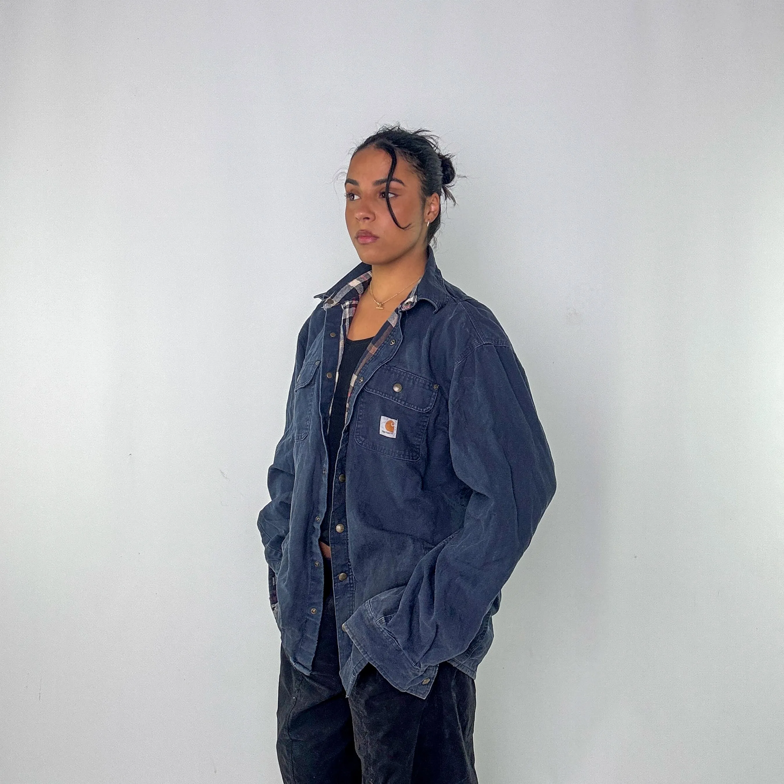 Navy Blue y2ks Carhartt Denim Jacket (L)