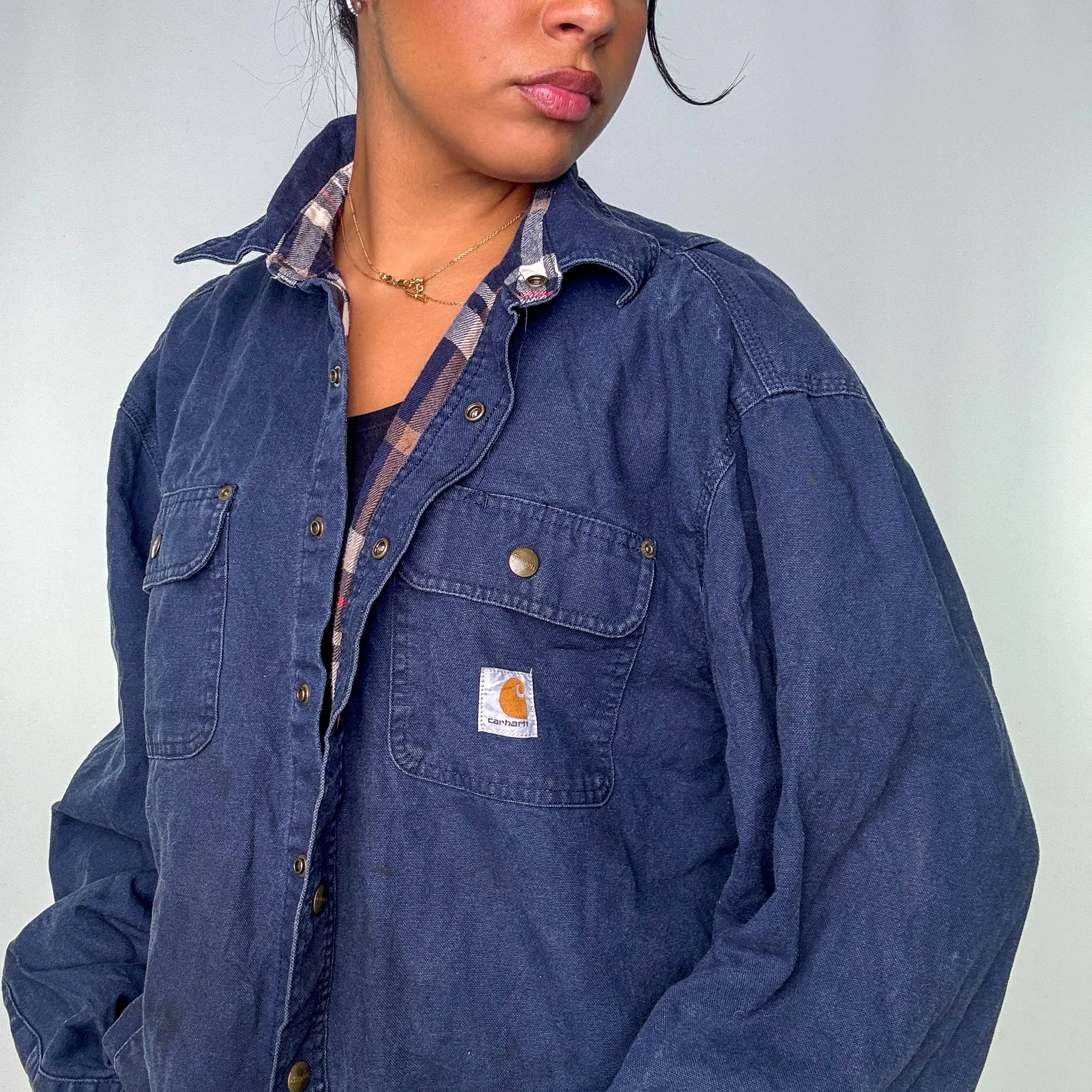 Navy Blue y2ks Carhartt Denim Jacket (L)