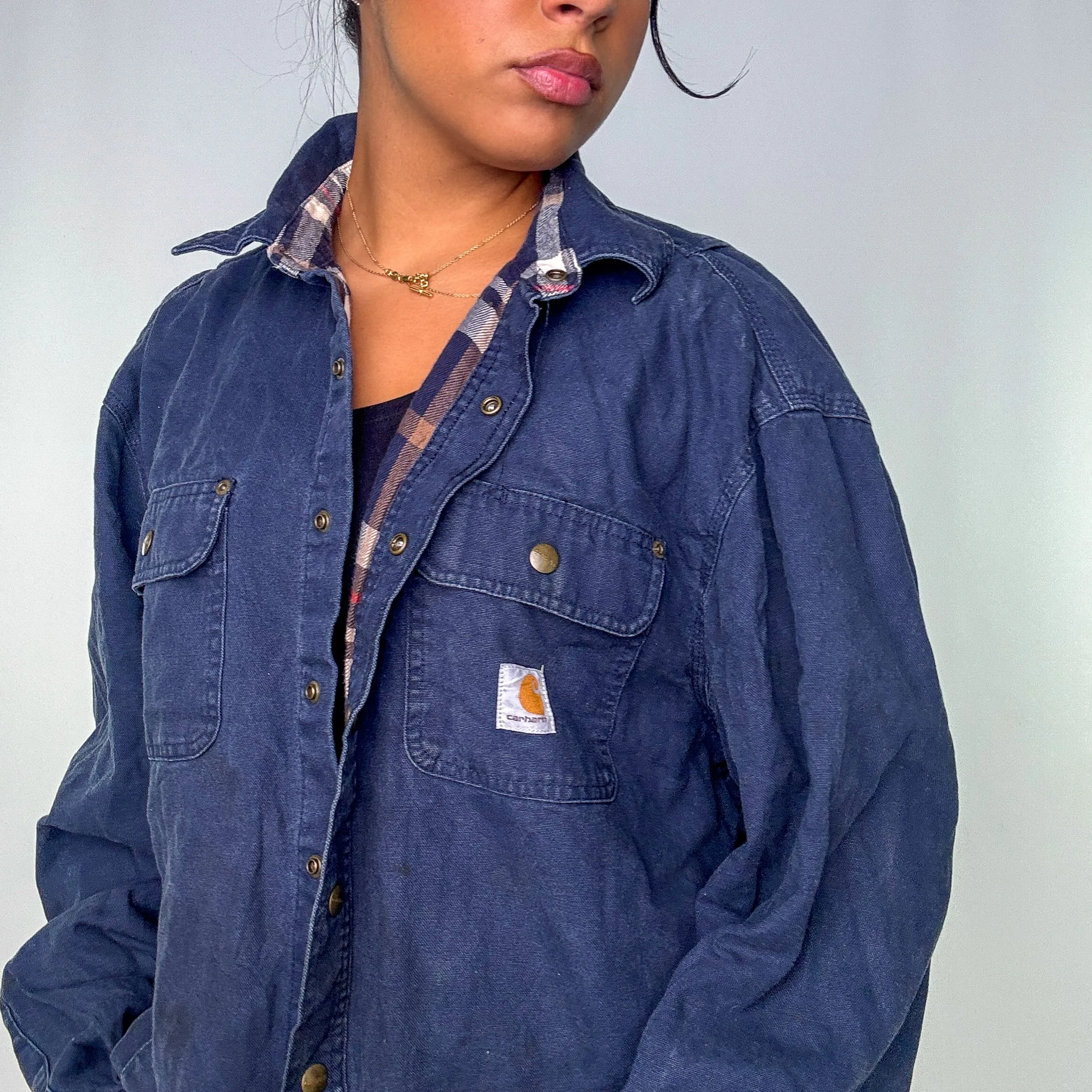 Navy Blue y2ks Carhartt Denim Jacket (L)