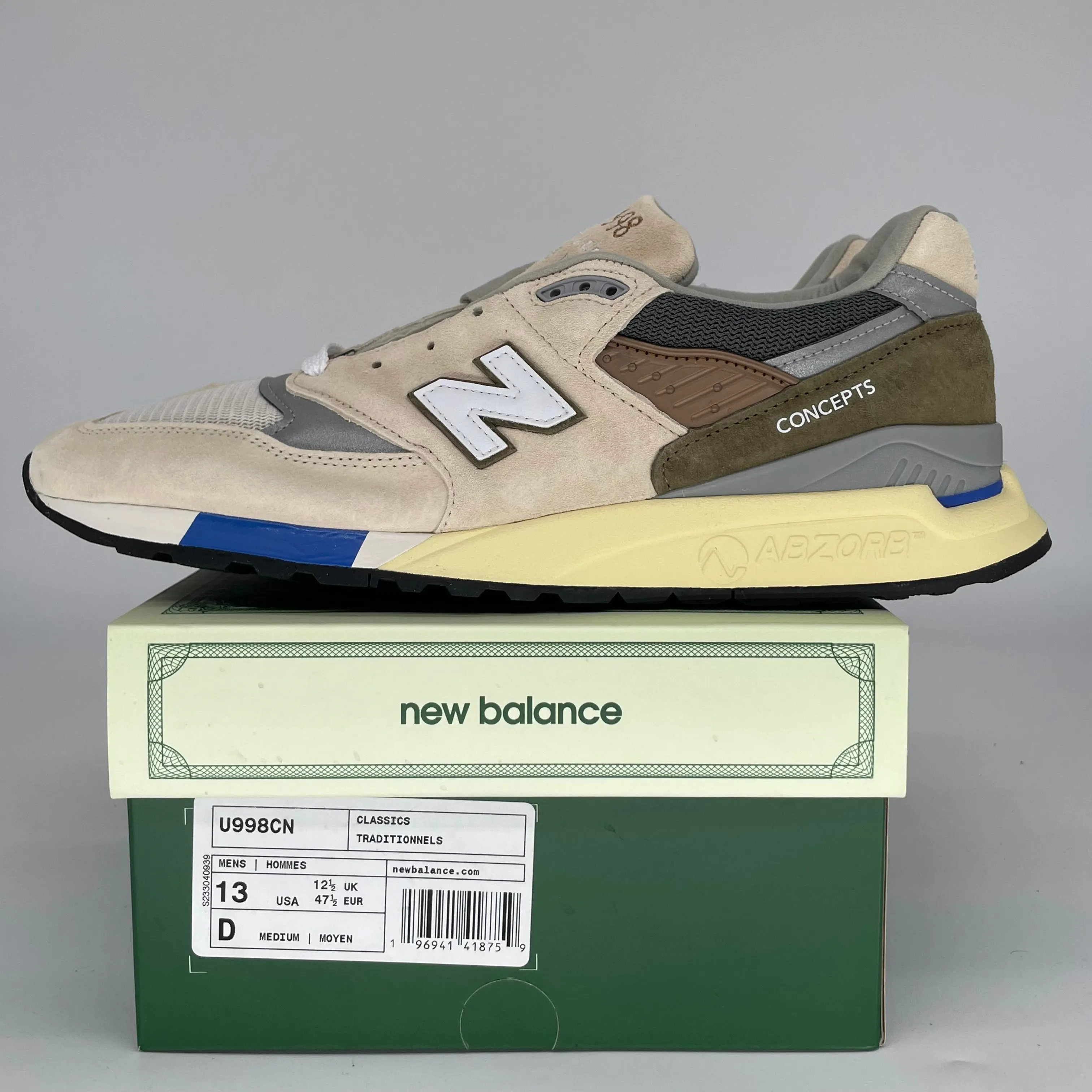 NEW BALANCE 998 MIUSA CONCEPTS C-NOTE ANNIVERSARY SIZE 13 U998CN