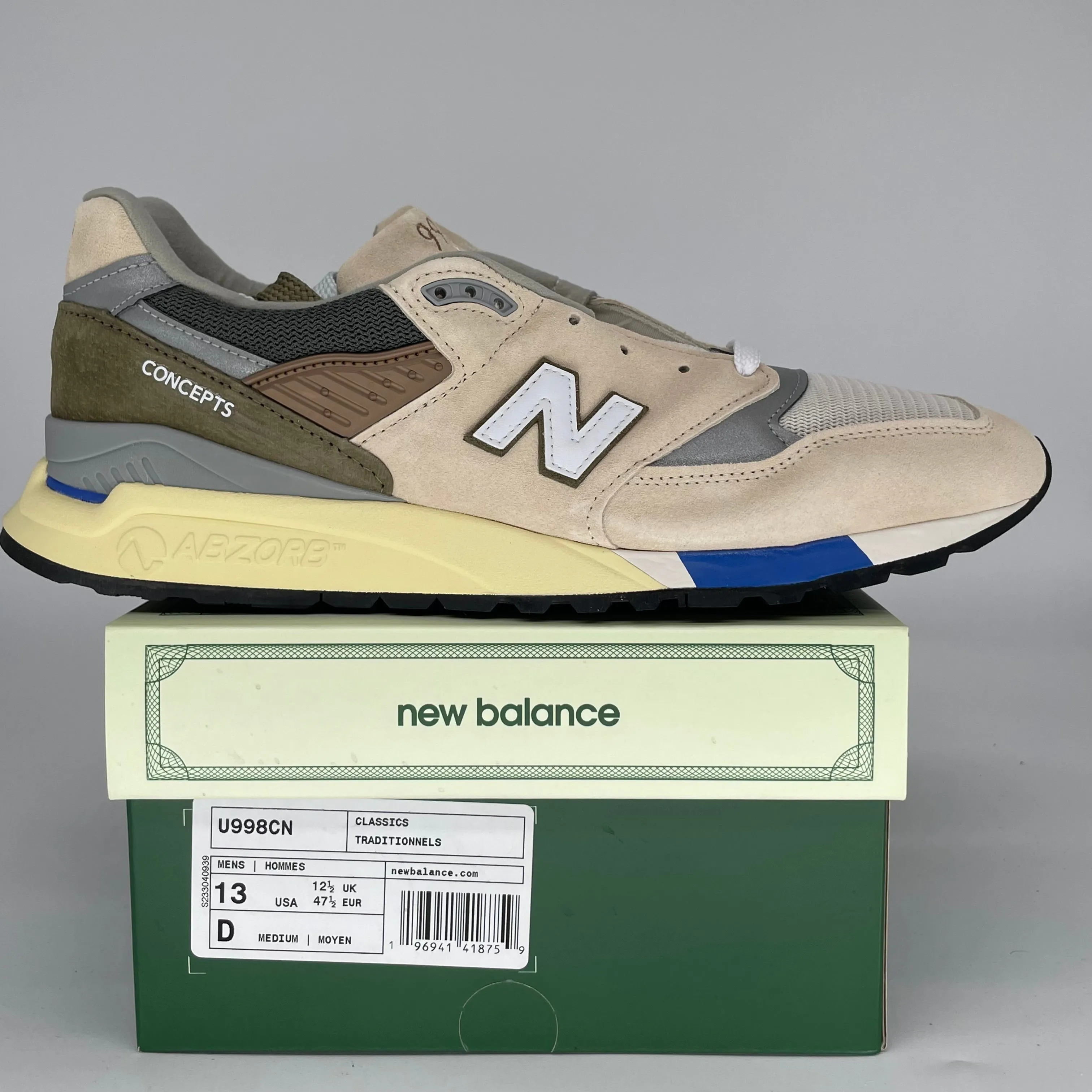 NEW BALANCE 998 MIUSA CONCEPTS C-NOTE ANNIVERSARY SIZE 13 U998CN