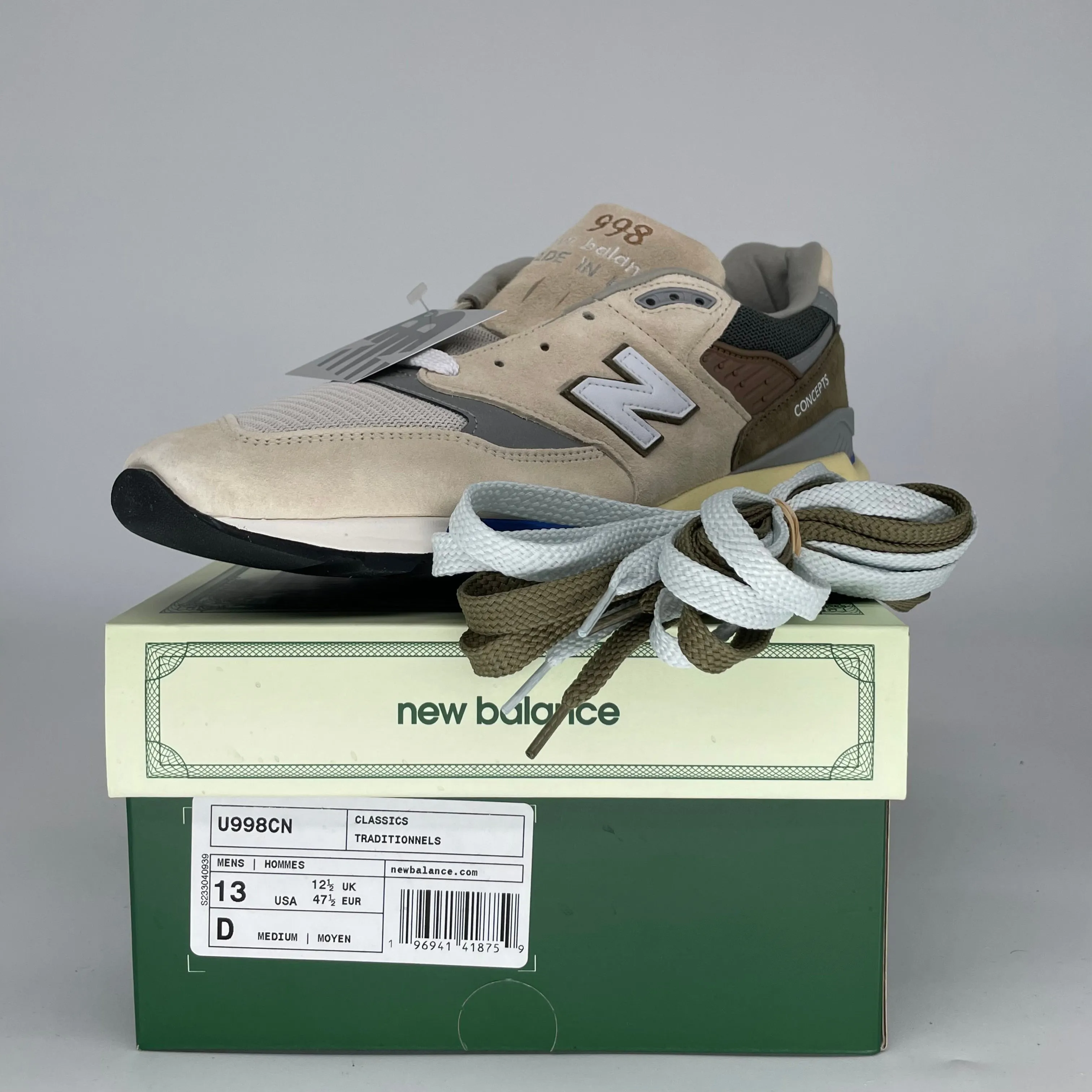 NEW BALANCE 998 MIUSA CONCEPTS C-NOTE ANNIVERSARY SIZE 13 U998CN