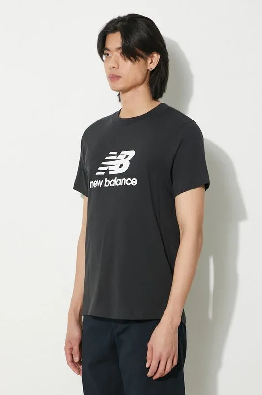 New Balance cotton t-shirt Sport Essentials men’s black color with a print MT41502BK