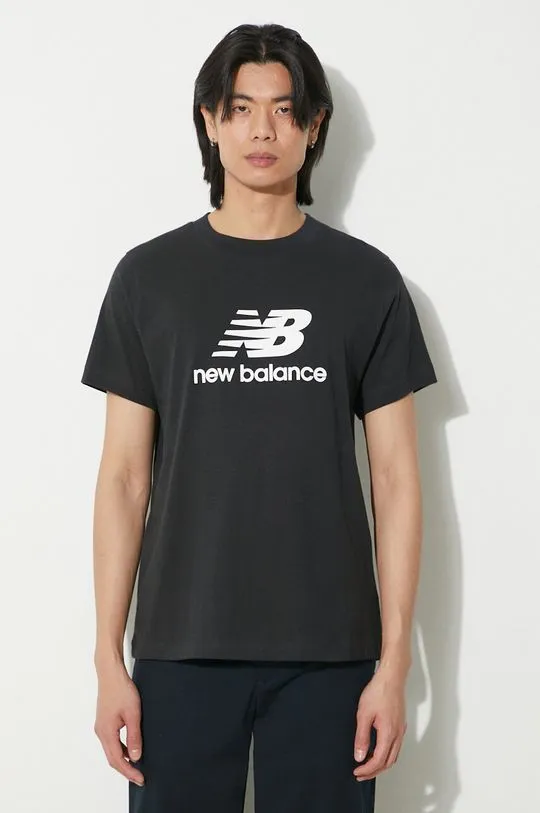 New Balance cotton t-shirt Sport Essentials men’s black color with a print MT41502BK