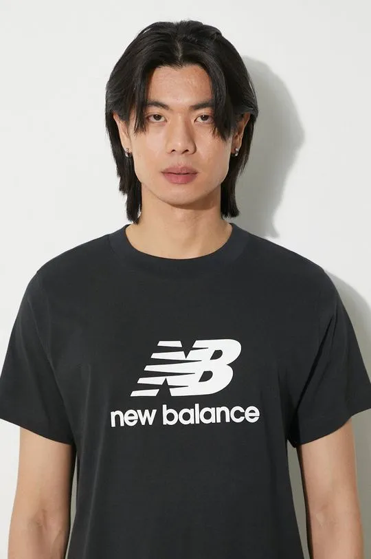 New Balance cotton t-shirt Sport Essentials men’s black color with a print MT41502BK