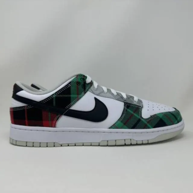 Nike Dunk Low Retro PRM Tartan Plaid White Black Red Men...