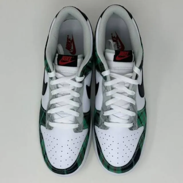 Nike Dunk Low Retro PRM Tartan Plaid White Black Red Men...