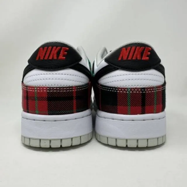 Nike Dunk Low Retro PRM Tartan Plaid White Black Red Men...