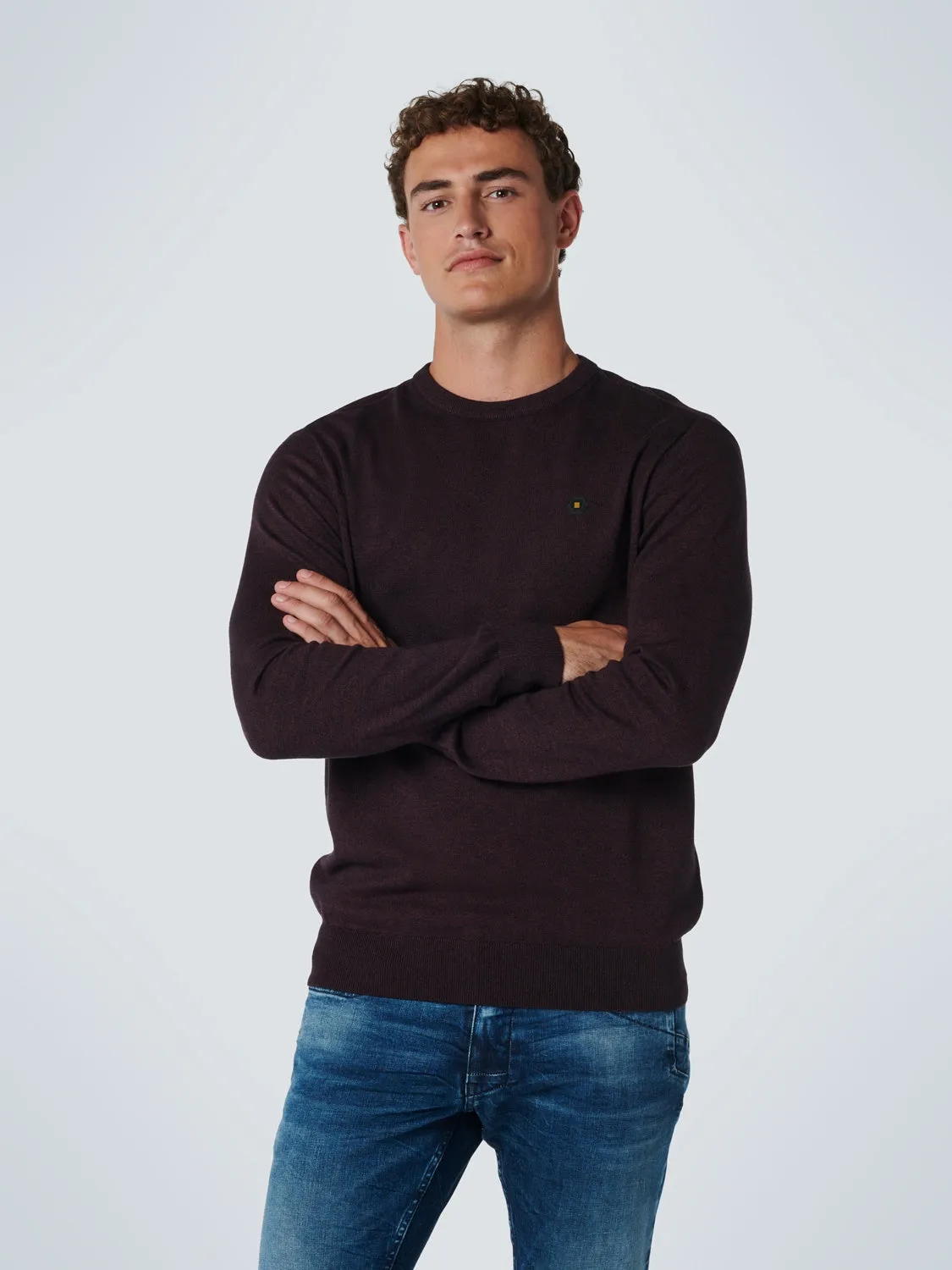 No Excess 2 colour Dark Fudge Crew Neck Pullover