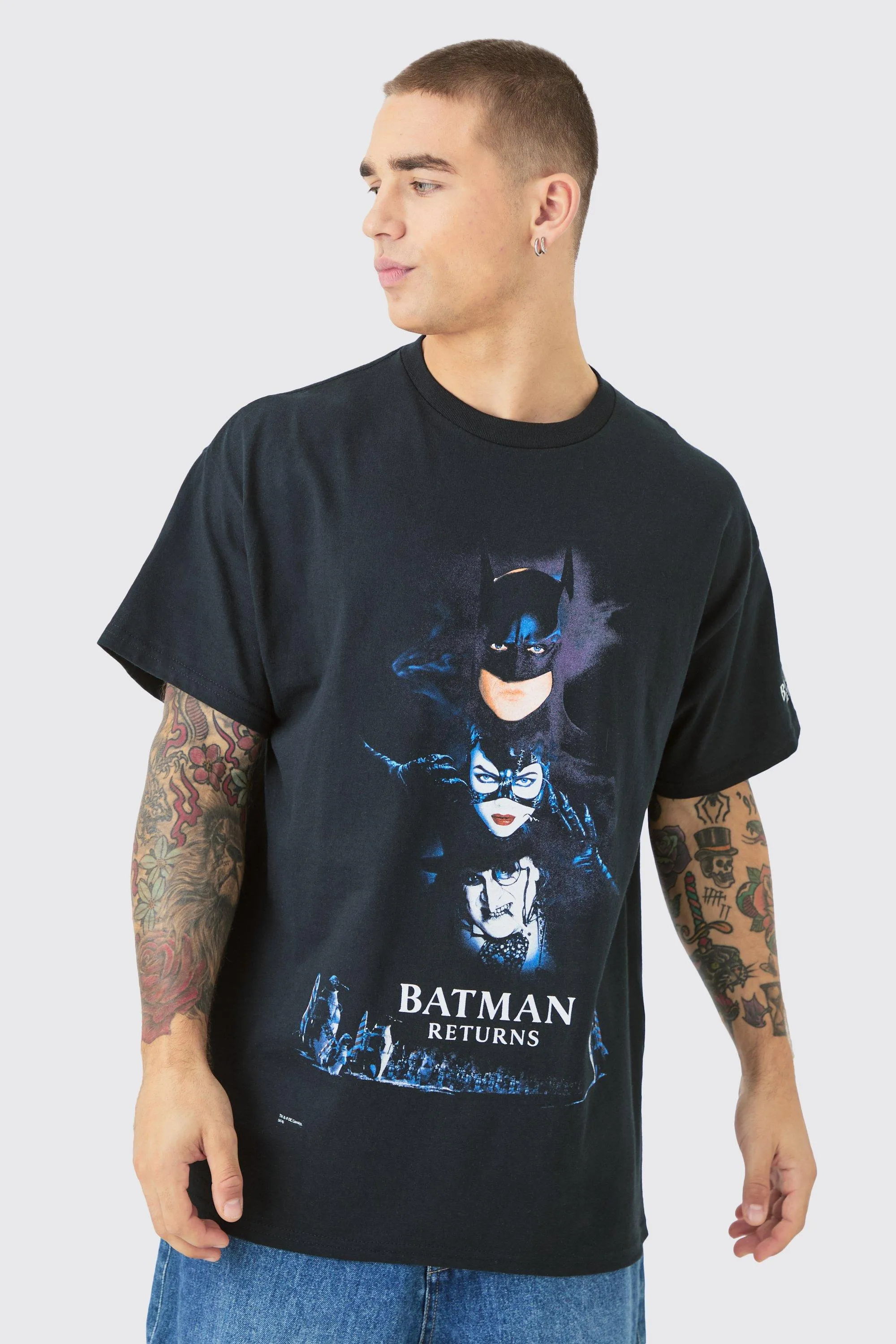 Oversized Batman Returns License T-shirt | boohooMAN UK