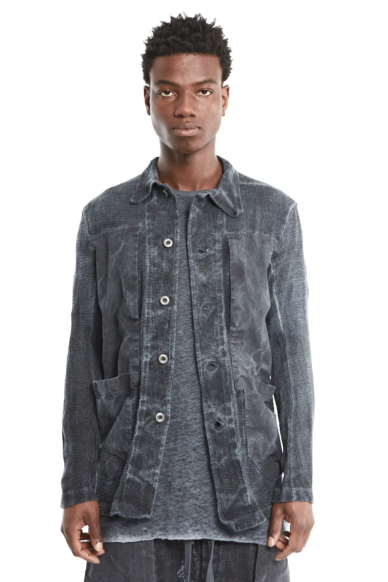 PETROL KNITTED LINEN WORKER JACKET