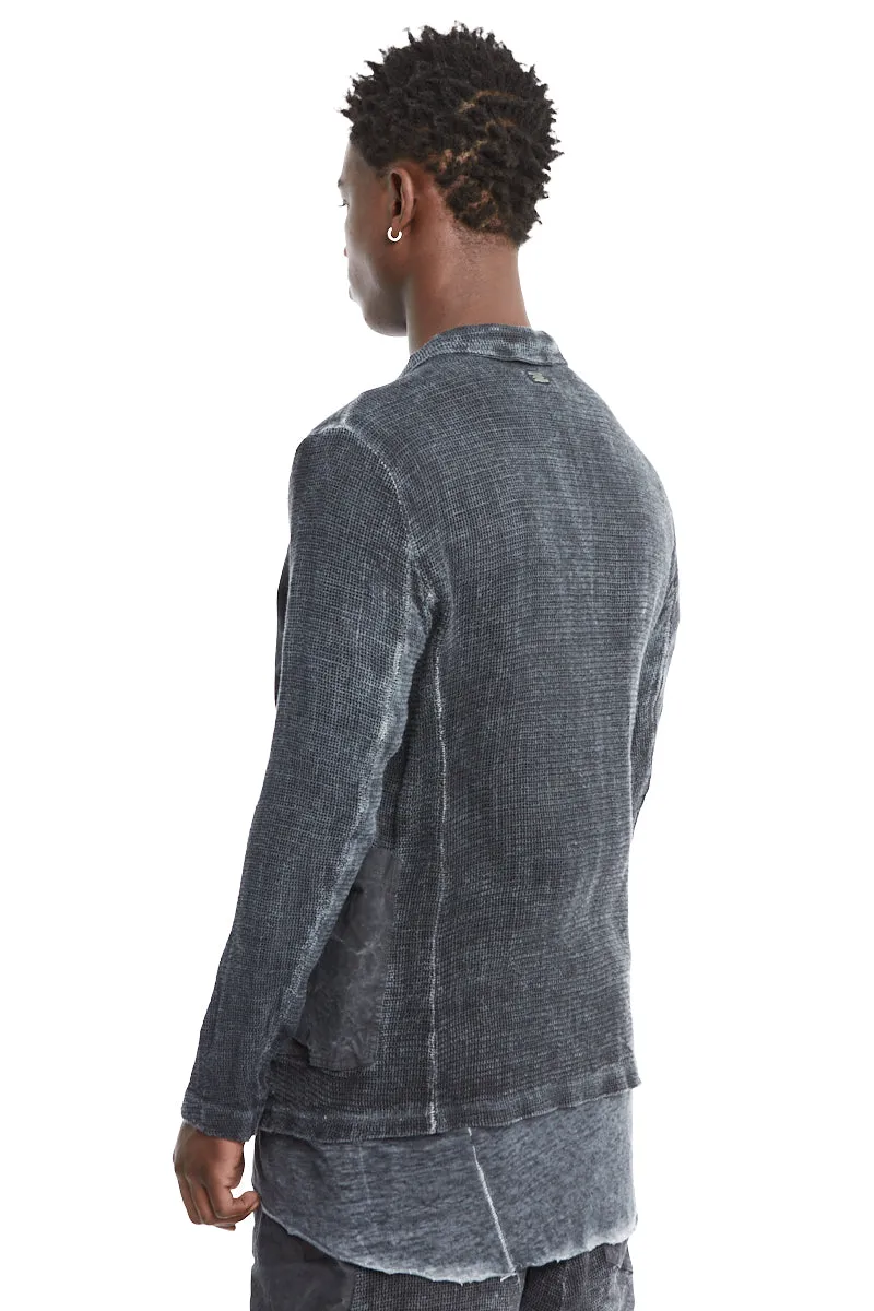 PETROL KNITTED LINEN WORKER JACKET