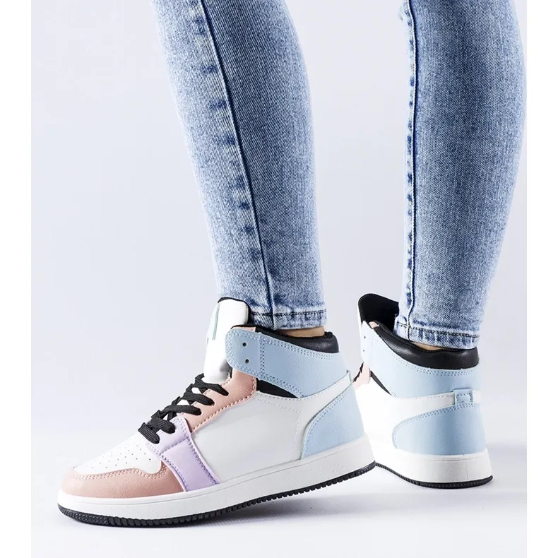 Pink and blue Eulalie high-top sneakers