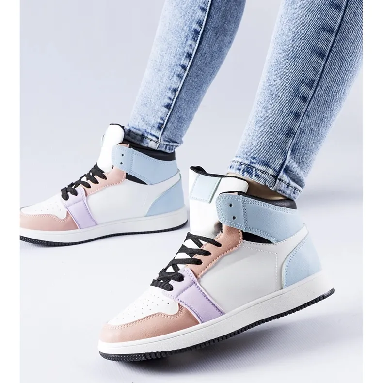 Pink and blue Eulalie high-top sneakers