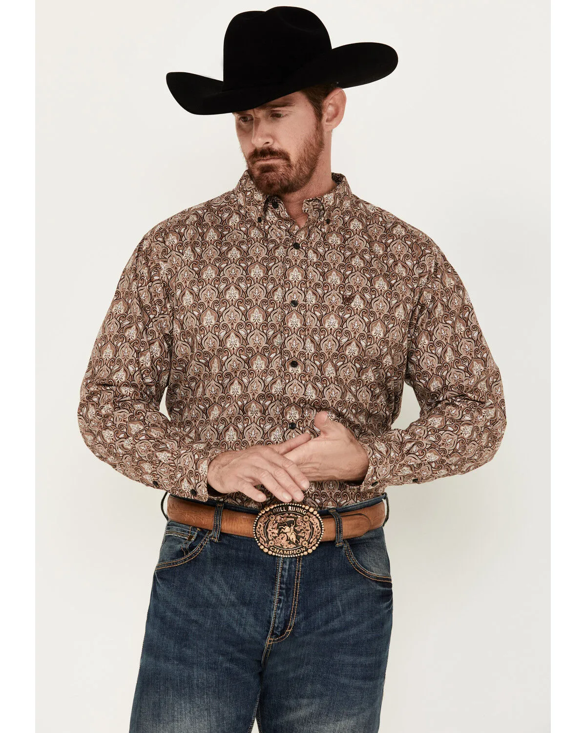 Product Name:  Ariat Men's Boot Barn Exclusive Sweeney Paisley-Esque Print Long Sleeve Button-Down Western Shirt