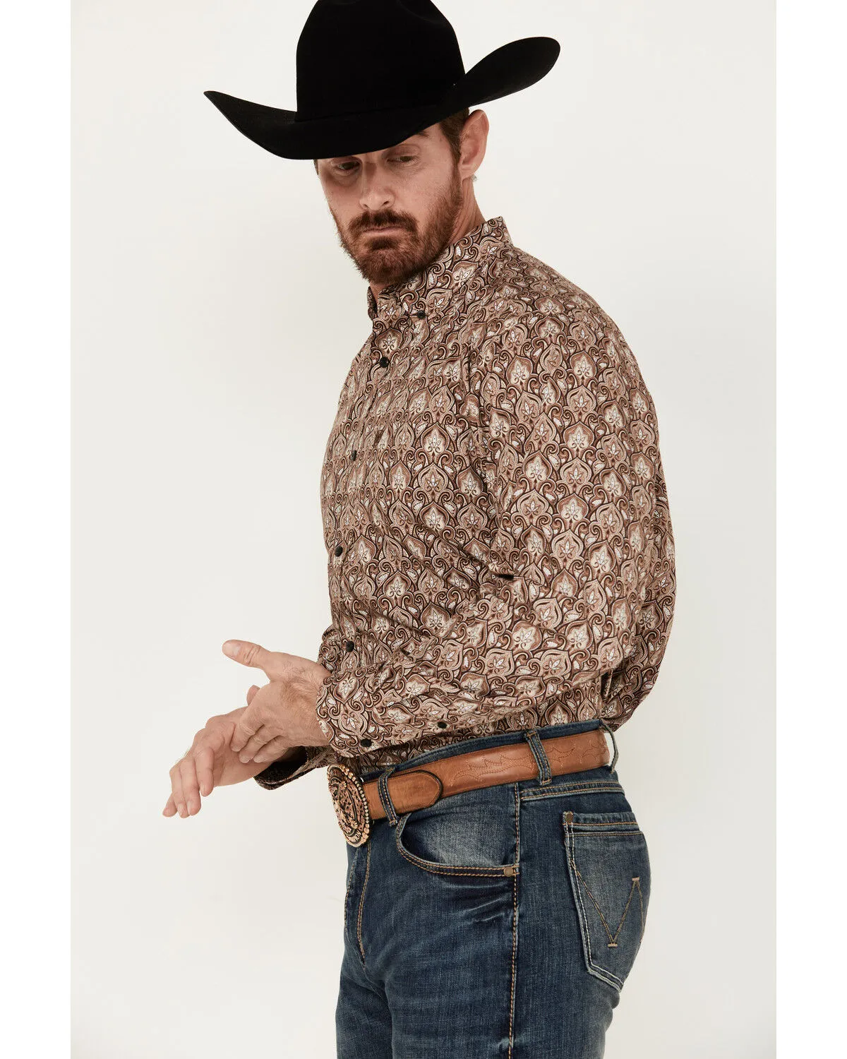 Product Name:  Ariat Men's Boot Barn Exclusive Sweeney Paisley-Esque Print Long Sleeve Button-Down Western Shirt