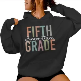 Retro Fifth Grade Dream Team Groovy Teacher Back To School Women Hoodie