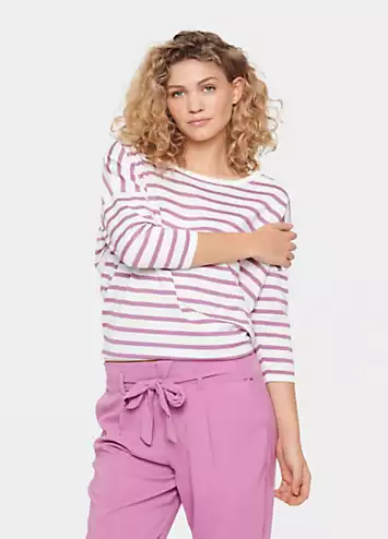 Saint Tropez Mika Striped Three-Quarter Sleeve Pullover | Grattan