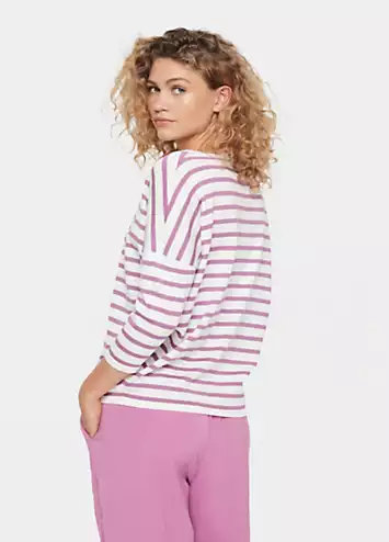 Saint Tropez Mika Striped Three-Quarter Sleeve Pullover | Grattan