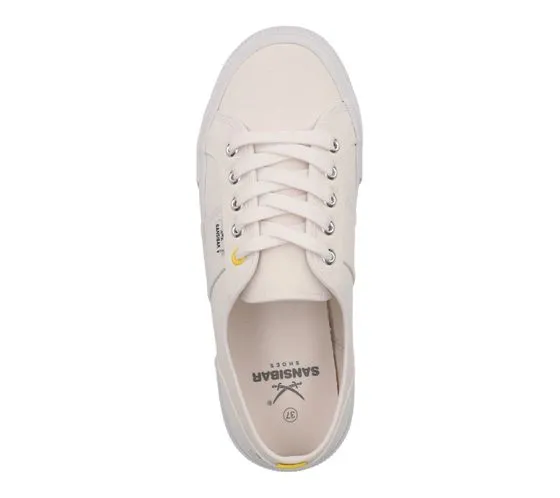 SANSIBAR sneakers da donna sneakers basse eleganti con lacci 1073212 bianco