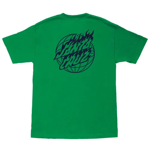 Santa Cruz Skateboards Shirt Global Flame Dot Mono Kelly