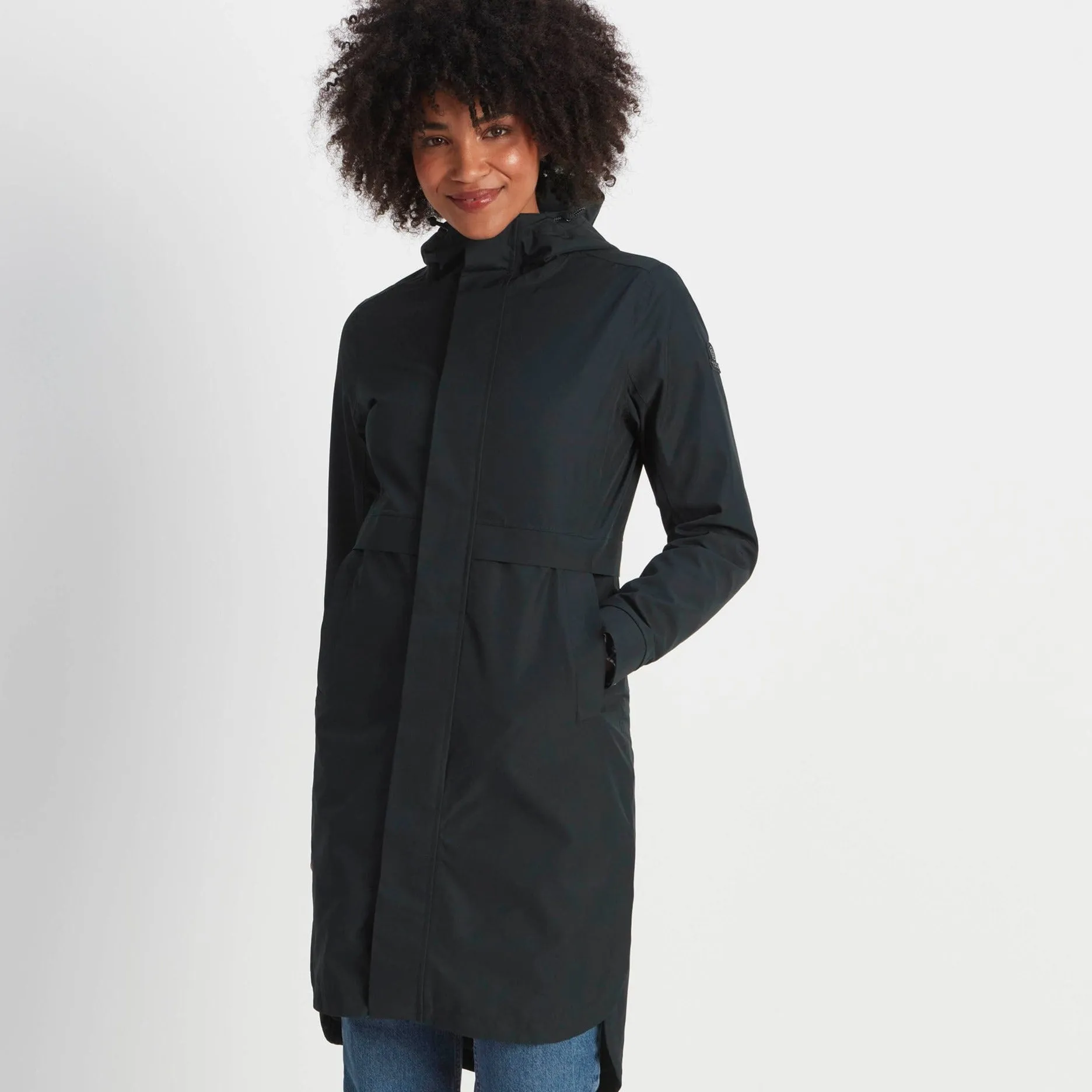 Saunter Womens Long Waterproof Jacket - Black