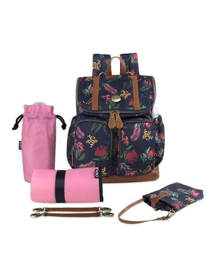 Signature Nappy Backpack in Botanical Navy