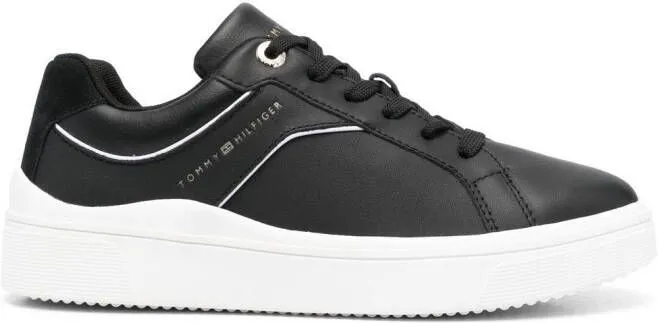 Tommy Hilfiger leather logo-print sneakers Black