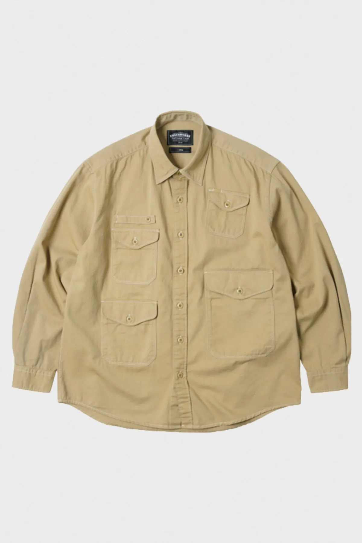 Twill Utility Pocket Shirt Jacket - Beige