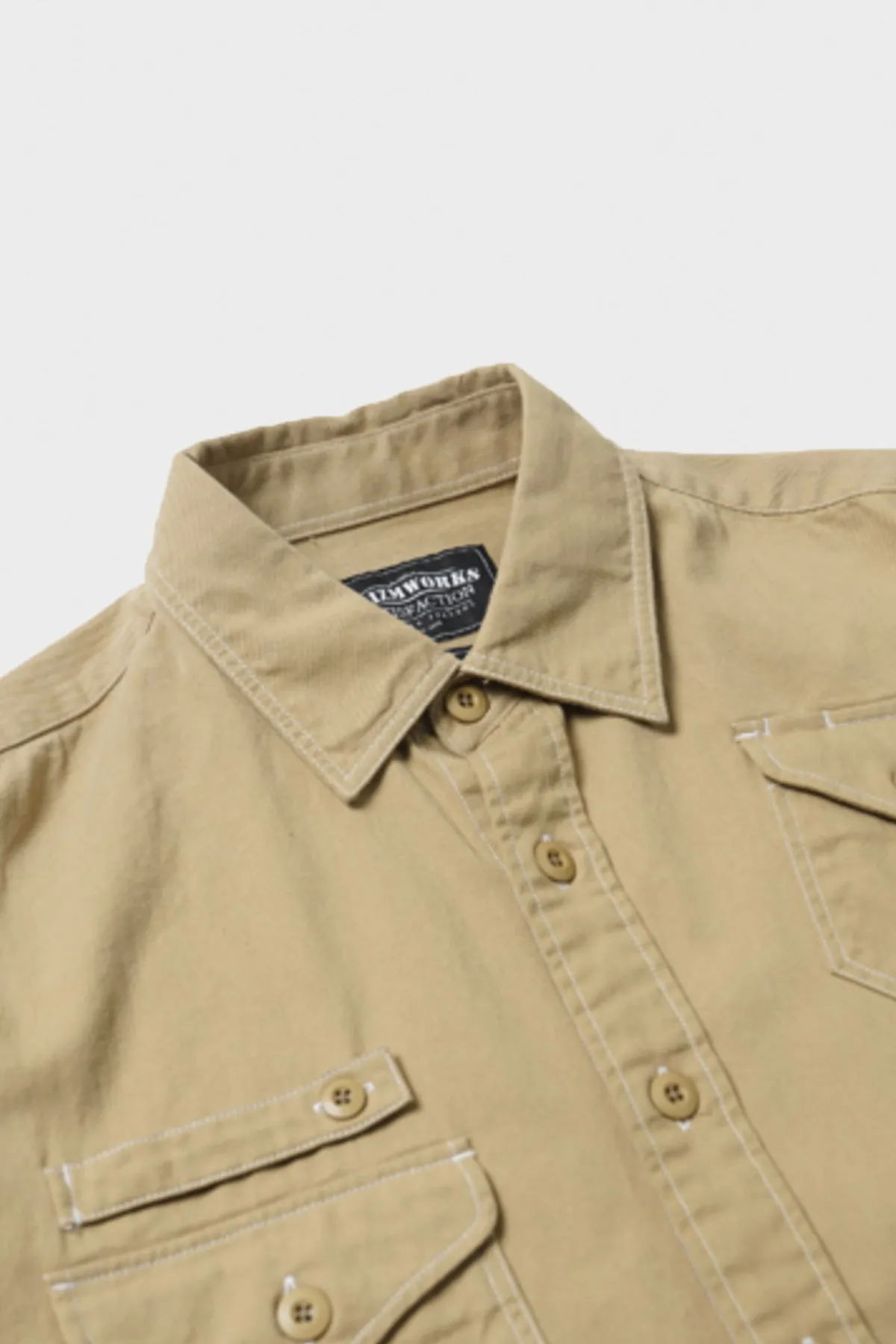 Twill Utility Pocket Shirt Jacket - Beige