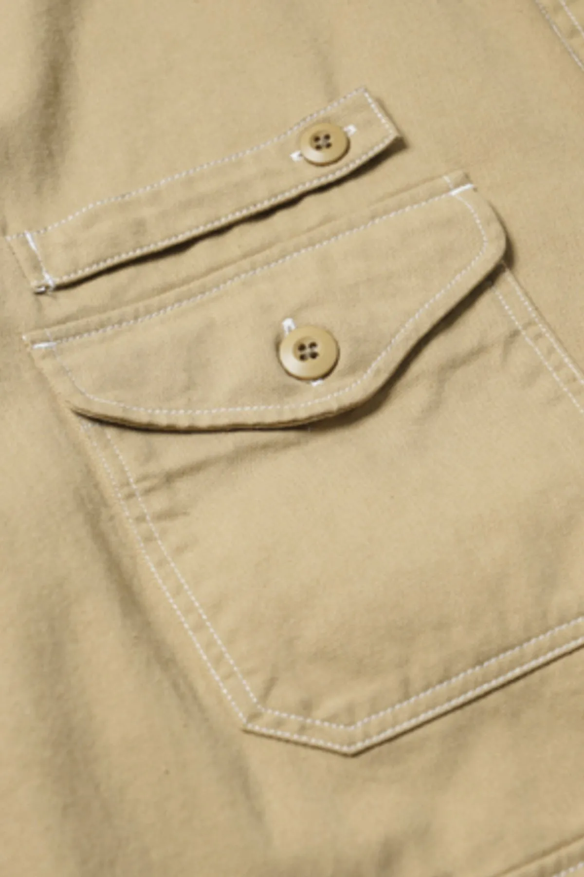 Twill Utility Pocket Shirt Jacket - Beige